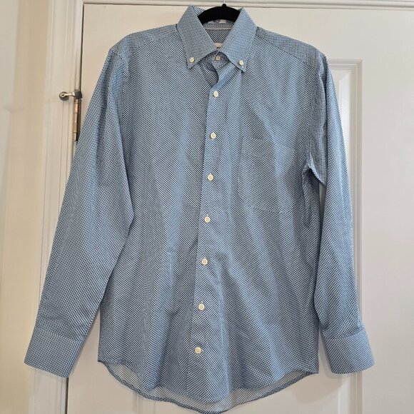 Peter Millar Men's Button Up Shirt - Geometric Blue - Picture 1 of 6